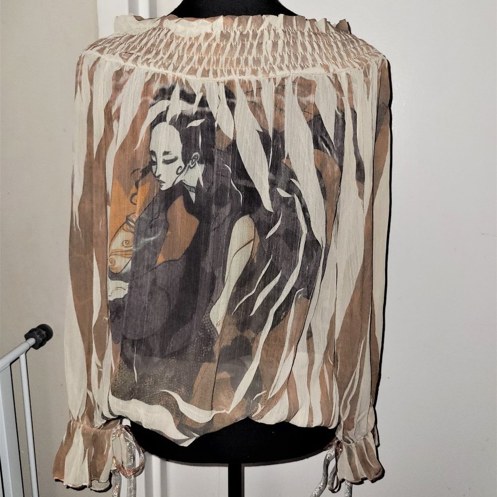 Eco Semi-Sheer Abstract Top - One Size